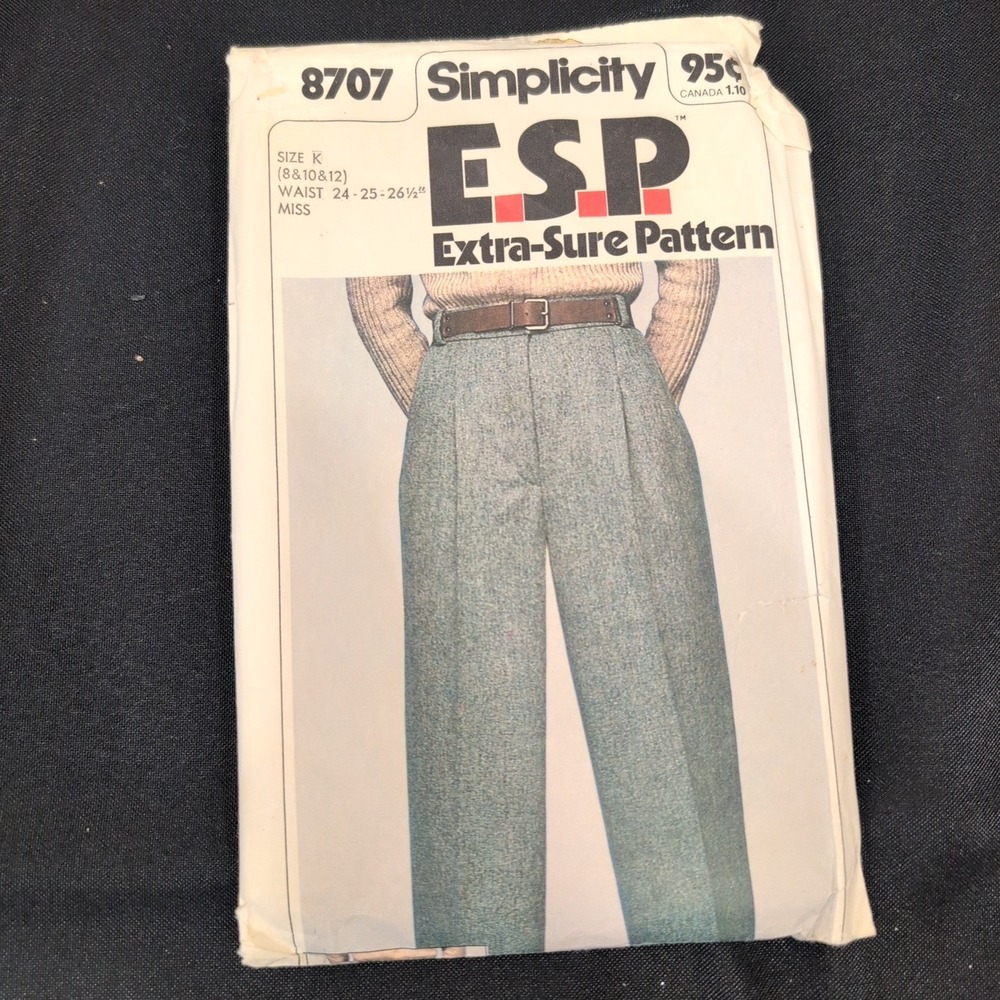 Vintage Simplicity 8707 ESP Sewing Pattern Misses Pants Wide Leg Trousers 1970s